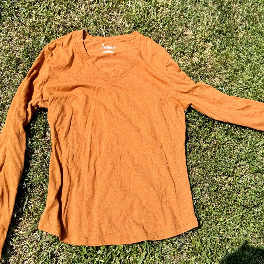 Natural Reflections Orange Fitted Long Sleeve T-Shirt